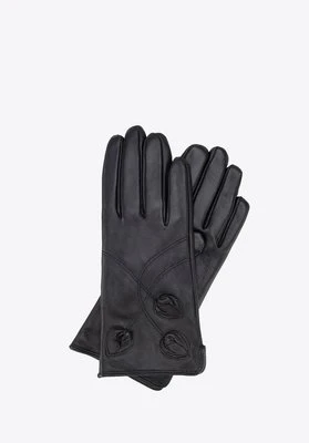 Zdjęcie produktu Damskie rękawiczki z dekoracyjnymi przeszyciami czarne Wittchen