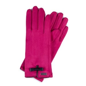 Damskie rękawiczki z kokardką różowe Wittchen