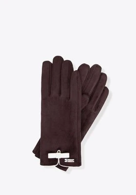 Damskie rękawiczki z małą kokardą ciemny brąz Wittchen