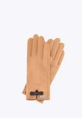 Damskie rękawiczki z małą kokardą jasny brąz Wittchen