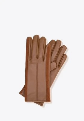 Damskie rękawiczki z naturalnej skóry owczej gładkie brązowe Wittchen