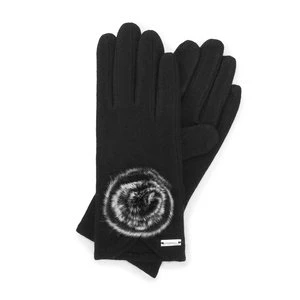 Damskie rękawiczki z puszkiem czarne Wittchen