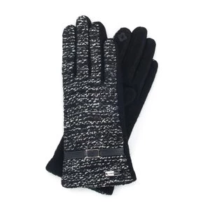 Damskie rękawiczki z tkaniny bouclé czarno-białe Wittchen