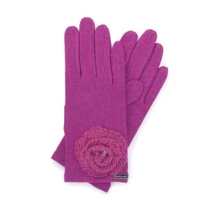 Damskie rękawiczki z włóczkowym kwiatkiem Wittchen