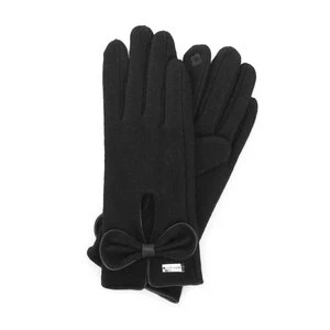 Damskie rękawiczki z wycięciem i dużą kokardą czarne Wittchen