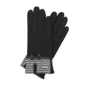 Damskie rękawiczki z wykończeniem w pepitkę czarne Wittchen