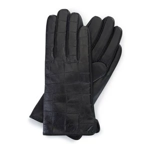 Damskie rękawiczki ze skóry croco czarne Wittchen