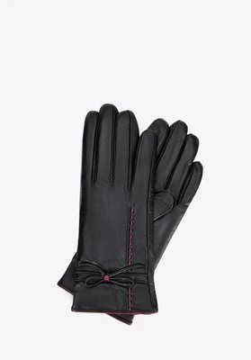 Zdjęcie produktu Damskie rękawiczki ze skóry ocieplane z wełną czarne Wittchen
