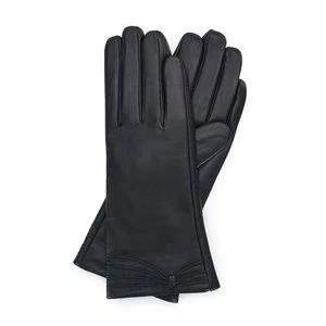 Damskie rękawiczki ze skóry z przeszyciami czarne Wittchen