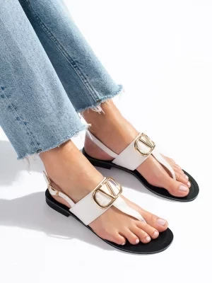 Damskie sandały japonki białe Shelvt