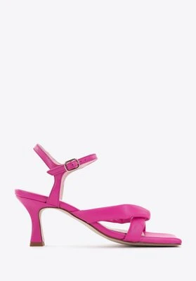 Damskie sandały skórzane z miękkimi paskami różowe Wittchen