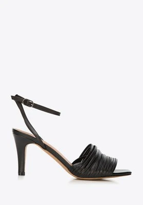 Damskie sandały skórzane z paseczkami na szpilce czarne Wittchen