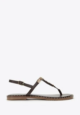 Damskie sandały ze skóry naturalnej z ozdobami brązowe Wittchen