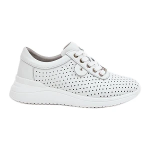 Damskie Skórzane Buty Sportowe Vinceza 79532 Białe