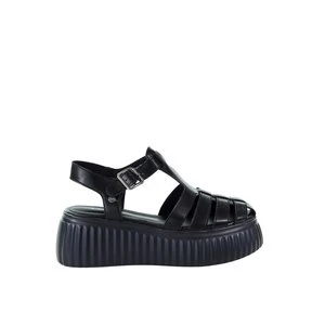 Damskie skórzane czarne sandały damskie na platformie GOE TT2N4236