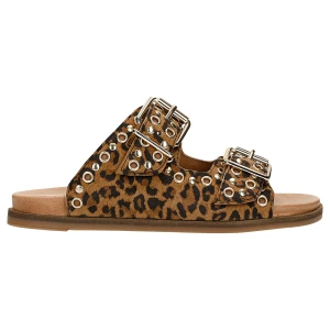 Skórzane klapki w cętki ze złotymi ozdobami 74125-60 Wojas