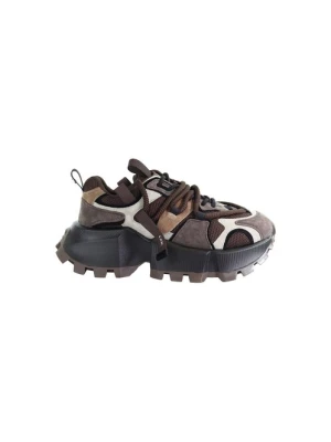 Damskie skórzane sneakersy brązowe GOE UU2N4012