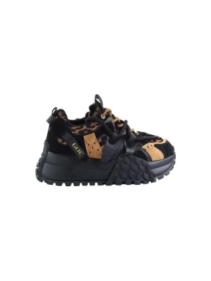 Damskie skórzane sneakersy brązowo-czarne GOE UU2N4017