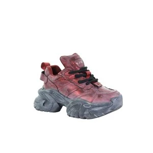 Damskie skórzane sneakersy burgundowe GOE SS2N4035