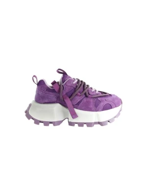 Damskie skórzane sneakersy fioletowe GOE UU2N4013
