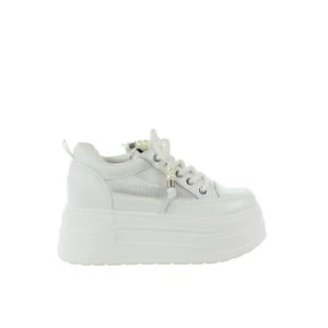 Damskie skórzane trampki białe na platformie GOE TT2N4067
