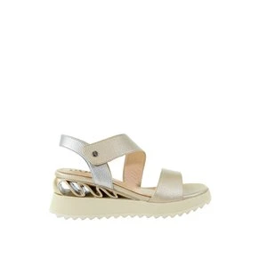 Damskie skórzane złote sandały damskie na platformie z regulacją GOE TT2N4239