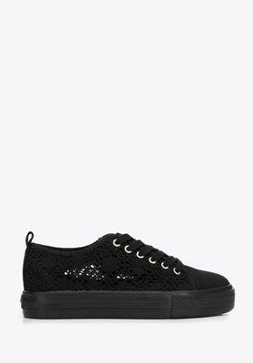 Damskie sneakersy ażurowe czarne Wittchen