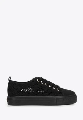 Damskie sneakersy ażurowe czarne Wittchen