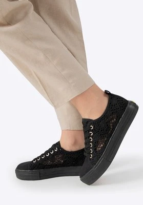 Damskie sneakersy ażurowe czarne Wittchen