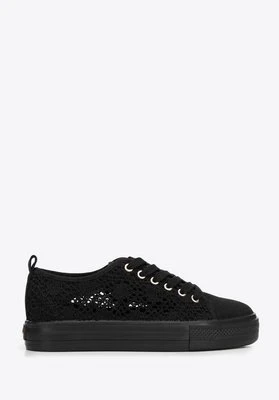 Damskie sneakersy ażurowe czarne Wittchen