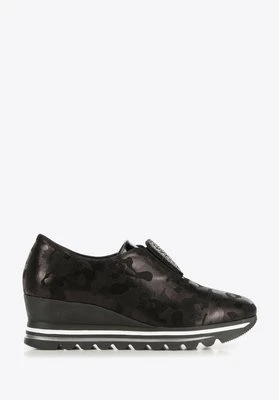 Damskie sneakersy metaliczne na platformie czarne Wittchen