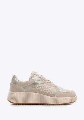 Damskie sneakersy na grubej platformie beżowe Wittchen
