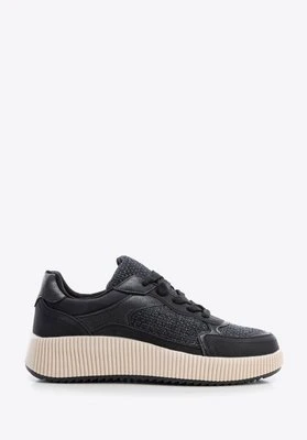 Damskie sneakersy na grubej platformie czarne Wittchen