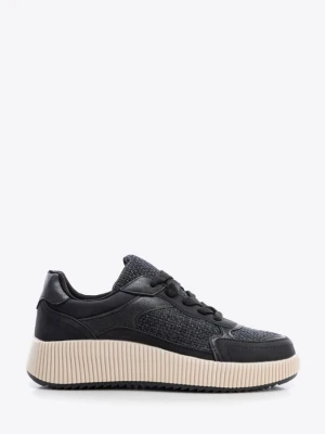 Damskie sneakersy na grubej platformie czarne Wittchen