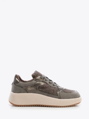 Damskie sneakersy na grubej platformie szaro - brązowe Wittchen