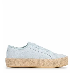 Damskie sneakersy na słomkowej podeszwie niebieskie Wittchen