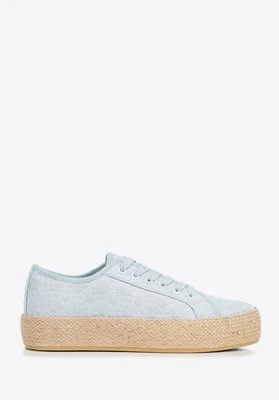 Damskie sneakersy na słomkowej podeszwie niebieskie Wittchen