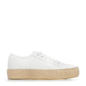 Damskie sneakersy na słomkowej podeszwie złamana biel Wittchen
