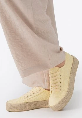 Damskie sneakersy na słomkowej podeszwie żółte Wittchen