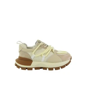 Damskie sneakersy skórzane beżowy GOE TT2N4021