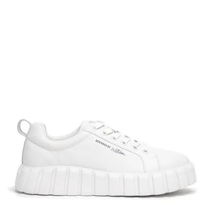 Damskie sneakersy skórzane na grubej podeszwie proste białe Wittchen