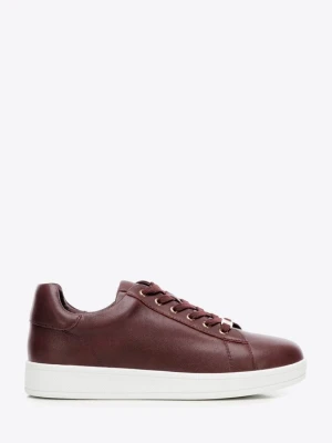 Damskie sneakersy skórzane na platformie bordowe Wittchen