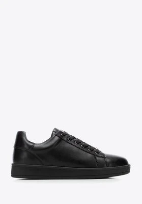 Damskie sneakersy skórzane na platformie czarne Wittchen