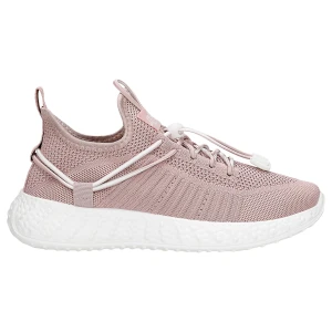 Różowe materialowe sneakersy relaks na lekkiej białej podeszwie r 46166-85