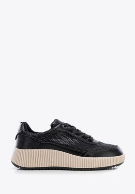 Damskie sneakersy z ekoskóry czarne Wittchen