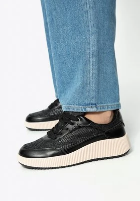 Damskie sneakersy z ekoskóry czarne Wittchen