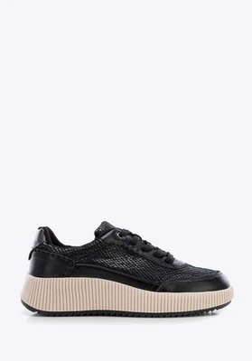 Damskie sneakersy z ekoskóry czarne Wittchen