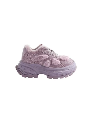 Damskie sneakersy z imitacją futra fioletowe GOE UU2N4019