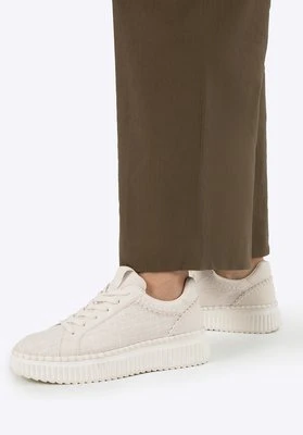 Damskie sneakersy z materiału włókienniczego i ekoskóry złamana biel Wittchen
