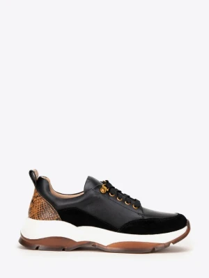 Damskie sneakersy z motywem zwierzęcym czarno - brązowe Wittchen
